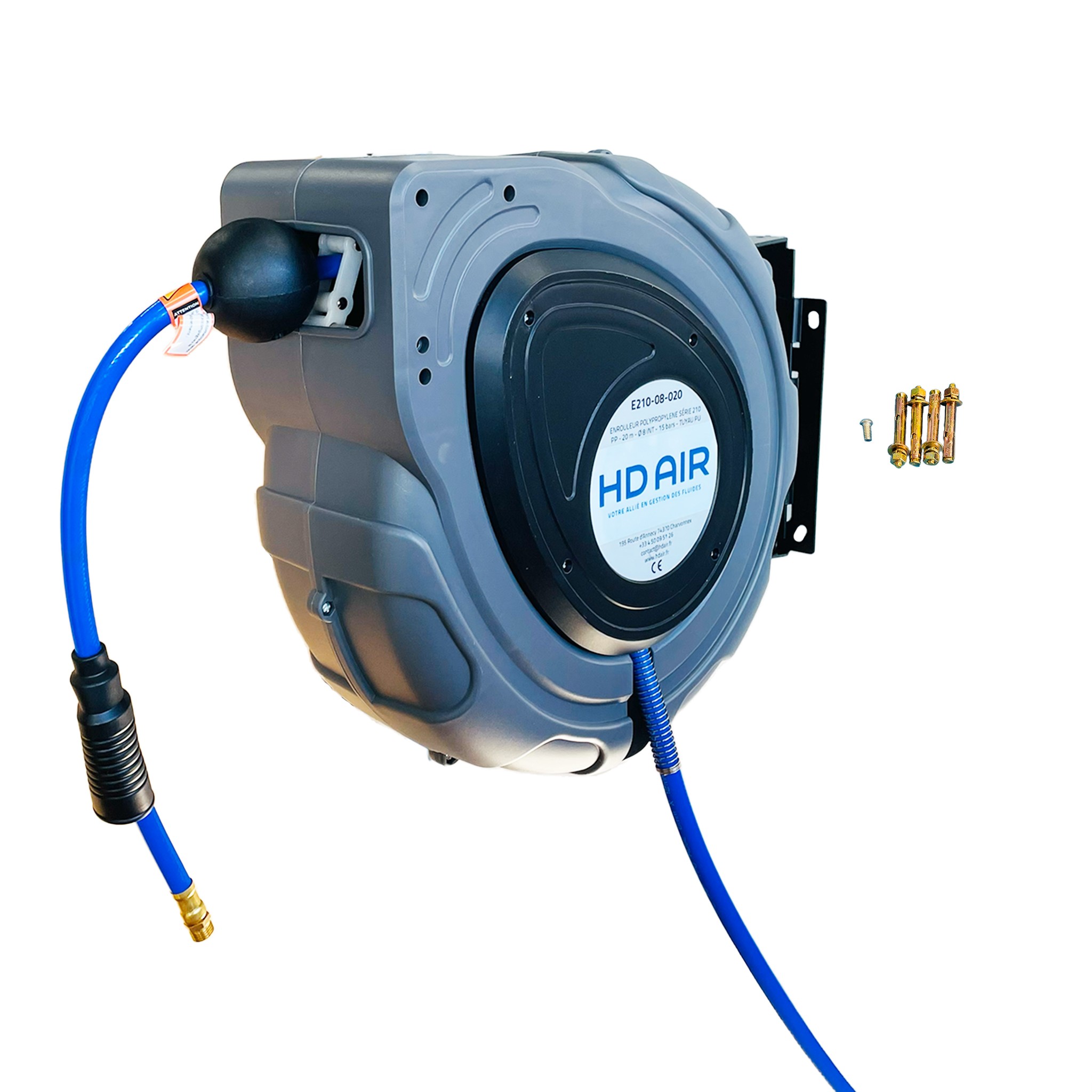 ENROULEUR S&Eacute;RIE 210 - PP - 20 m - &Oslash;8 INT - 15 bars - TUYAU PU photo du produit