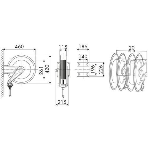 ENROULEUR AUTOMATIQUE ABS ACIER E431 &Oslash;10 15M 20BAR AIR COMPRIM&Eacute; photo du produit Schema L