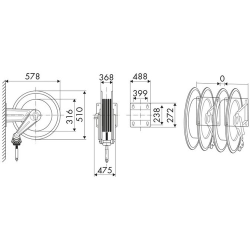 ENROULEUR AUTOMATIQUE INOX E564 &Oslash;13 50M 20BAR SOVERGUM photo du produit Schema L