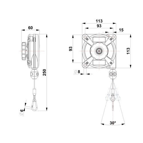 Equilibreur à câble 10 à 14 kg - Longueur 2,5 m - Diamètre Ø 2,5 mm photo du produit Schema L