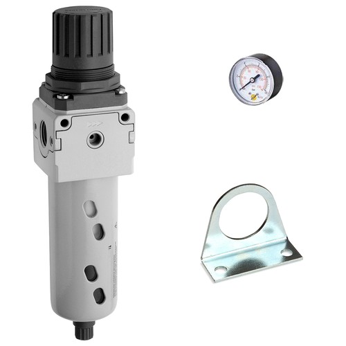 FILTRE REGULATEUR 25µm MÉTAL 0-10 BAR FEMELLE - MANOMÈTRE ET FIXATION photo du produit