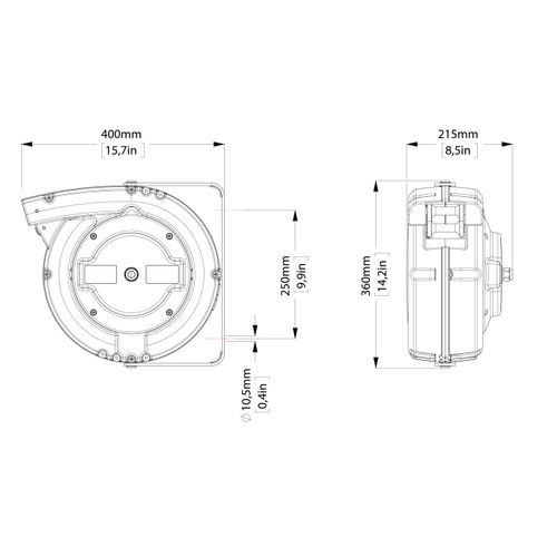 ENROULEUR ÉLECTRIQUE SÉRIE 015 - 12 m - 4G2.5 - IP65 photo du produit Schema L