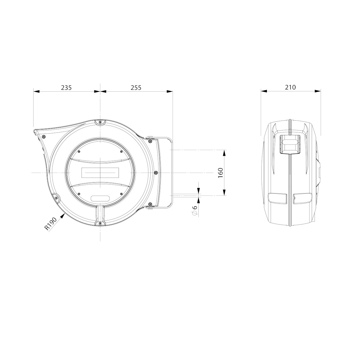 ENROULEUR SÉRIE 140 - ALU - 16 m - Ø 10 INT - 15 bars - TUYAU PU photo du produit Schema L