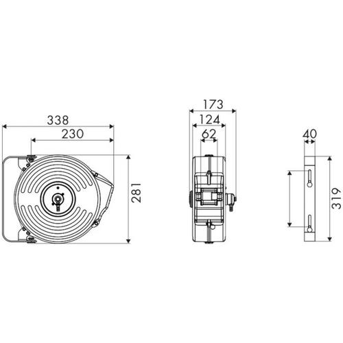 ENROULEUR SÉRIE 160 - ACIER - 10 m - Ø 10 INT - 20 bars - TUYAU PU photo du produit Schema L