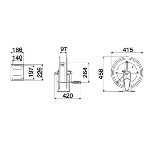 ENROULEUR MANUEL INOX SÉRIE 430 - NU - 200 bars - FG 3/8'' / FG 1/2'' photo du produit Schema L