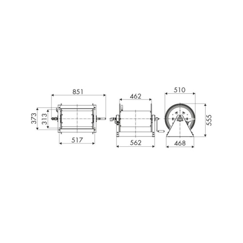 ENROULEUR MANUEL ACIER S500-320 - NU - 200 bars - FG 3/8'' / FG 1/2'' photo du produit Schema L