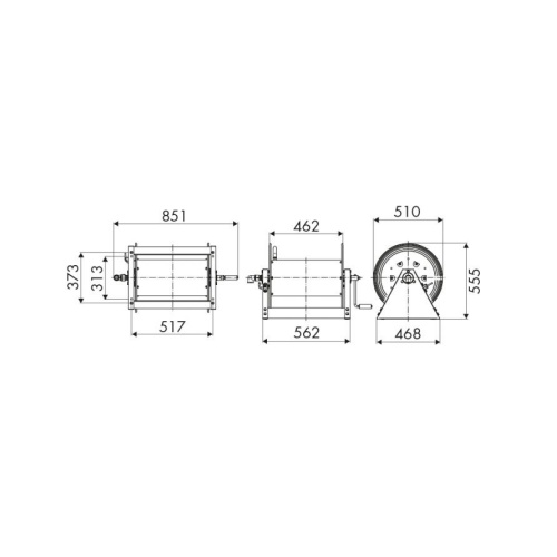 ENROULEUR MANUEL ACIER S500-460 - NU - 20 bars - FG 1/2'' / FG 1/2'' photo du produit Schema L