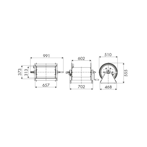 ENROULEUR MANUEL ACIER S500-600 - NU - 150 bars - FG 1'' / FG 1'' photo du produit Schema L