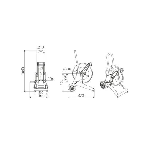 ENROULEUR CHARIOT ACIER SÉRIE 530 - NU - 200 bars - FG 3/8'' / FG 1/2'' photo du produit Schema L