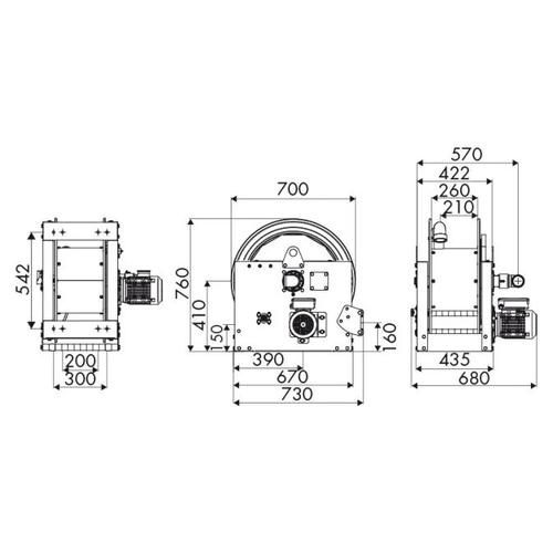 ENROULEUR MOTORISÉ INOX S700 - 270 - NU - 70 bars - FG 2'' / FG 2'' photo du produit Schema L