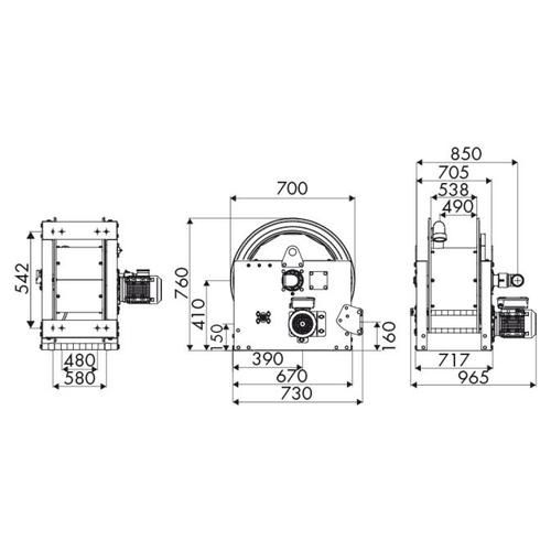 ENROULEUR MOTORISÉ ACIER S700 - 550 - NU - 20 bars - FG 2'' / FG 2'' photo du produit Schema L