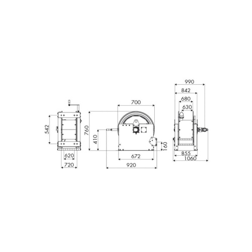 ENROULEUR MANUEL ACIER SÉRIE 700 - 690 - NU - 20 bars - FG 2'' / FG 2'' photo du produit Schema L