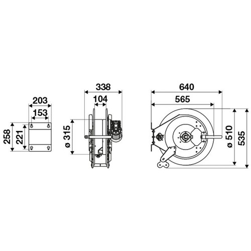 ENROULEUR MOTORIS&Eacute; ACIER S530 400VCA 200BAR FG3/8''- FG1/2'' photo du produit Schema L
