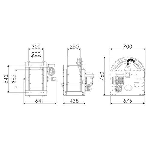 ENROULEUR MOTORIS&Eacute; INOX 304 S700 230VCA 270MM 150BAR FG1'' ATEX photo du produit Schema L
