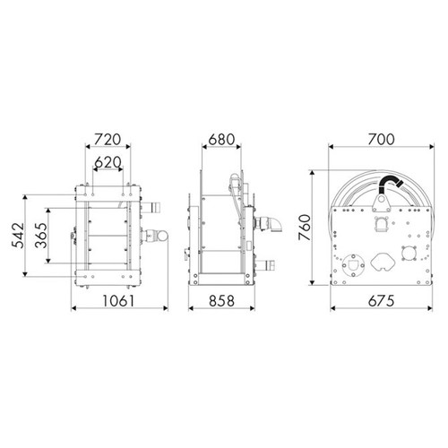 ENROULEUR MOTORIS&Eacute; INOX 304 S700 HYDRAULIQUE 690MM 70BAR FG2'' photo du produit Schema L
