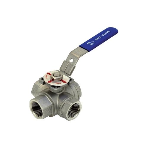 VANNE 3 VOIES EN L F/F/F INOX HORIZONTALE CADENASSABLE photo du produit