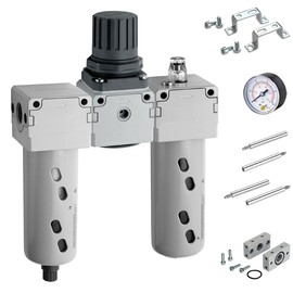 FRL 3 MODULES MÉTAL 0-10 BAR FEMELLE - AVEC MANOMÈTRE ET FIXATIONS photo du produit