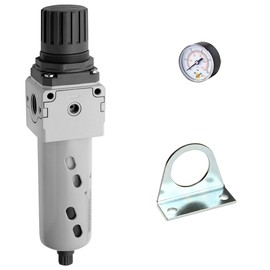 FILTRE REGULATEUR 25µm MÉTAL 0-10 BAR FEMELLE - MANOMÈTRE ET FIXATION photo du produit